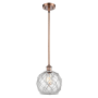 Innovations Lighting Farmhouse Rope 8" Wide Mini Pendant Antique Copper / Clear Glass with White Rope