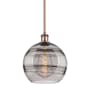 Innovations Lighting Rochester 10" Wide Mini Pendant Antique Copper / Light Smoke