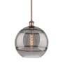 Innovations Lighting Rochester 12" Wide Pendant Antique Copper / Light Smoke