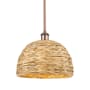 Innovations Lighting Woven Rattan 12" Wide Pendant Antique Copper / Natural