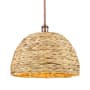 Innovations Lighting Woven Rattan 16" Wide Pendant Antique Copper / Natural