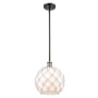 Innovations Lighting Large Farmhouse Rope 10" Wide Mini Pendant Black Antique Brass / White Glass with White Rope