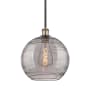 Innovations Lighting Athens Deco Swirl 12" Wide Pendant Black Antique Brass / Light Smoke Deco Swirl