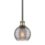 Innovations Lighting Athens Deco Swirl 6" Wide Mini Pendant Black Antique Brass / Light Smoke Deco Swirl