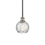 Innovations Lighting Athens 6" Wide Mini Pendant Black Antique Brass / Clear Water Glass