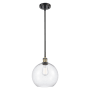 Innovations Lighting Large Athens 10" Wide Mini Pendant Black Antique Brass / Clear