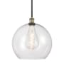 Innovations Lighting Athens 14" Wide Pendant Black Antique Brass / Clear