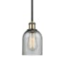 Innovations Lighting Caledonia 5" Wide Mini Pendant Charcoal / Black Antique Brass