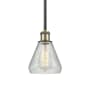 Innovations Lighting Conesus 6" Wide Mini Pendant Clear Crackle / Black Antique Brass