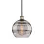 Innovations Lighting Rochester 10" Wide Mini Pendant Black Antique Brass / Light Smoke