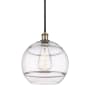 Innovations Lighting Rochester 12" Wide Pendant Black Antique Brass / Clear