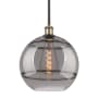 Innovations Lighting Rochester 12" Wide Pendant Black Antique Brass / Light Smoke