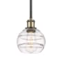 Innovations Lighting Rochester 6" Wide Mini Pendant Black Antique Brass / Clear