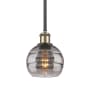 Innovations Lighting Rochester 6" Wide Mini Pendant Black Antique Brass / Light Smoke