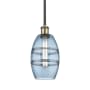 Innovations Lighting Vaz 6" Wide Mini Pendant Black Antique Brass / Princess Blue