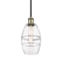 Innovations Lighting Vaz 6" Wide Mini Pendant Black Antique Brass / Clear