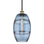Innovations Lighting Vaz 8" Wide Mini Pendant Black Antique Brass / Princess Blue