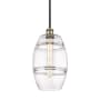 Innovations Lighting Vaz 8" Wide Mini Pendant Black Antique Brass / Clear