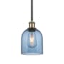 Innovations Lighting Bella 6" Wide Mini Pendant Black Antique Brass / Princess Blue
