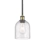 Innovations Lighting Bella 6" Wide Mini Pendant Black Antique Brass / Seedy