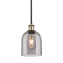 Innovations Lighting Bella 6" Wide Mini Pendant Black Antique Brass / Light Smoke