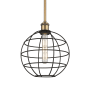 Innovations Lighting Lake Placid 10" Wide Cage Pendant Brushed Brass / Matte Black