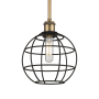 Innovations Lighting Lake Placid 8" Wide Cage Mini Pendant Brushed Brass / Matte Black