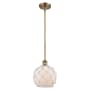 Innovations Lighting Farmhouse Rope 8" Wide Mini Pendant Brushed Brass / White Glass with White Rope