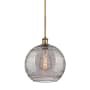 Innovations Lighting Athens Deco Swirl 12" Wide Pendant Brushed Brass / Light Smoke Deco Swirl
