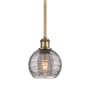 Innovations Lighting Athens Deco Swirl 6" Wide Mini Pendant Brushed Brass / Light Smoke Deco Swirl
