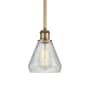 Innovations Lighting Conesus 6" Wide Mini Pendant Clear Crackle / Brushed Brass
