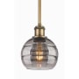 Innovations Lighting Rochester 6" Wide Mini Pendant Brushed Brass / Light Smoke