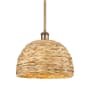 Innovations Lighting Woven Rattan 12" Wide Pendant Brushed Brass / Natural
