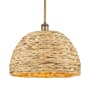 Innovations Lighting Woven Rattan 16" Wide Pendant Brushed Brass / Natural
