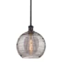 Innovations Lighting Athens Deco Swirl 10" Wide Mini Pendant Matte Black / Light Smoke Deco Swirl