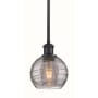 Innovations Lighting Athens Deco Swirl 6" Wide Mini Pendant Matte Black / Light Smoke Deco Swirl