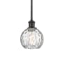 Innovations Lighting Athens 6" Wide Mini Pendant Matte Black / Clear Water Glass