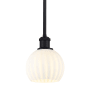 Innovations Lighting White Venetian 6" Wide Mini Pendant Matte Black / White Venetian
