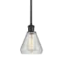 Innovations Lighting Conesus 6" Wide Mini Pendant Clear Crackle / Matte Black