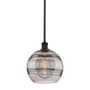 Innovations Lighting Rochester 10" Wide Mini Pendant Matte Black / Light Smoke