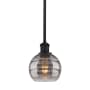Innovations Lighting Rochester 6" Wide Mini Pendant Matte Black / Light Smoke
