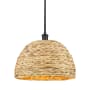 Innovations Lighting Woven Rattan 16" Wide Pendant Matte Black / Natural
