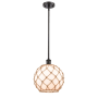 Innovations Lighting Large Farmhouse Rope 10" Wide Mini Pendant Oil Rubbed Bronze / White Glass with Brown Rope