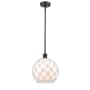 Innovations Lighting Large Farmhouse Rope 10" Wide Mini Pendant Oil Rubbed Bronze / White Glass with White Rope