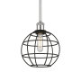 Innovations Lighting Lake Placid 8" Wide Cage Mini Pendant Polished Chrome / Matte Black