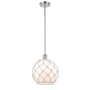 Innovations Lighting Large Farmhouse Rope 10" Wide Mini Pendant Polished Chrome / White Glass with White Rope