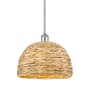 Innovations Lighting Woven Rattan 12" Wide Pendant Polished Chrome / Natural