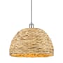 Innovations Lighting Woven Rattan 16" Wide Pendant Polished Chrome / Natural