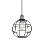 Innovations Lighting Lake Placid 8" Wide Cage Mini Pendant Polished Nickel / Matte Black