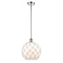Innovations Lighting Large Farmhouse Rope 10" Wide Mini Pendant Polished Nickel / White Glass with White Rope